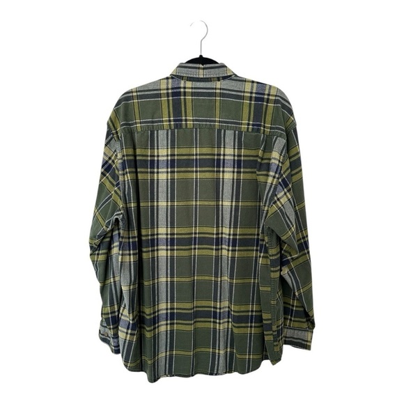 Eddie Bauer Vintage Flannel Button Down Regular Fit Plaid Green Mens Large - Picture 2 of 11